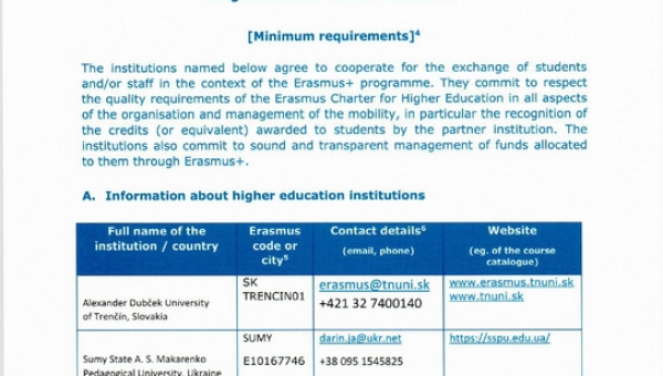 Договір про міжнародну академічну мобільність з університетом Alexander Dubček University of Trenčín (Словакія)